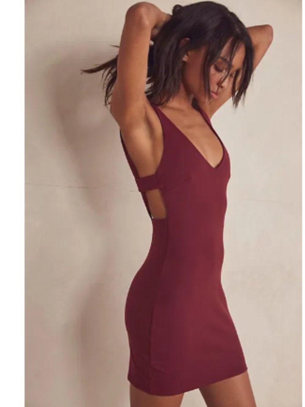 Free People Intimately Next Chapter Slip Dress XS Wild Garnet Cutout Mini
